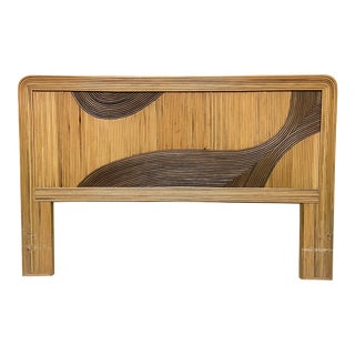Queen Size Rattan Split Reed Headboard in the Style of Gabriella Crespi For Sale