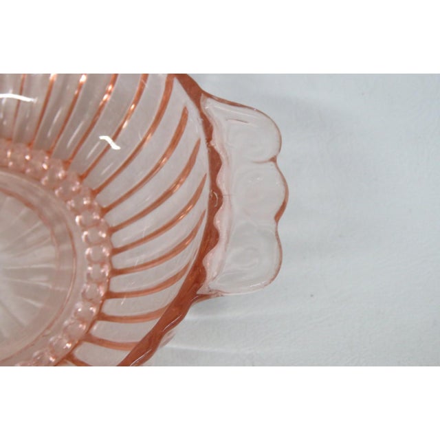 1930s Anchor Hocking Queen Mary Small Handled Serving Bowl Pink Depression Glass For Sale In Miami - Image 6 of 13