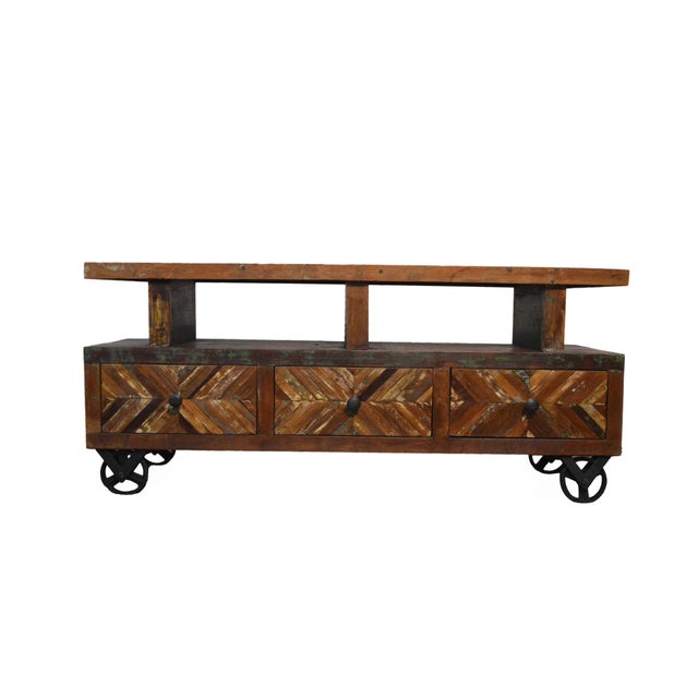 Distressed Reclaimed Wood TV Stand Chairish