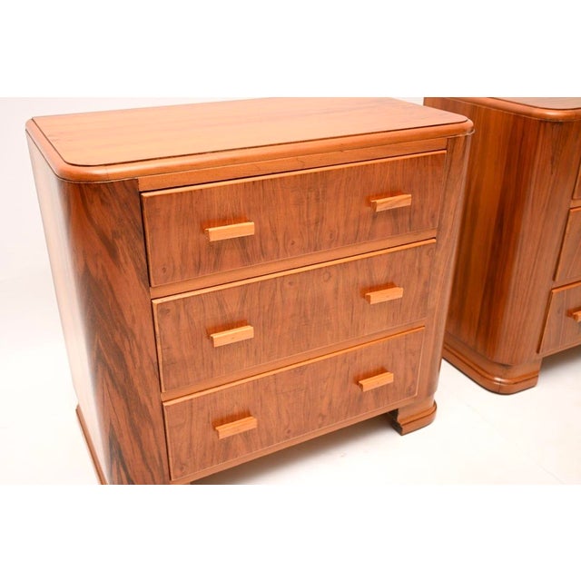 Art Deco Figured Walnut Bedside Chests, 1940, Set of 2 For Sale - Image 10 of 11