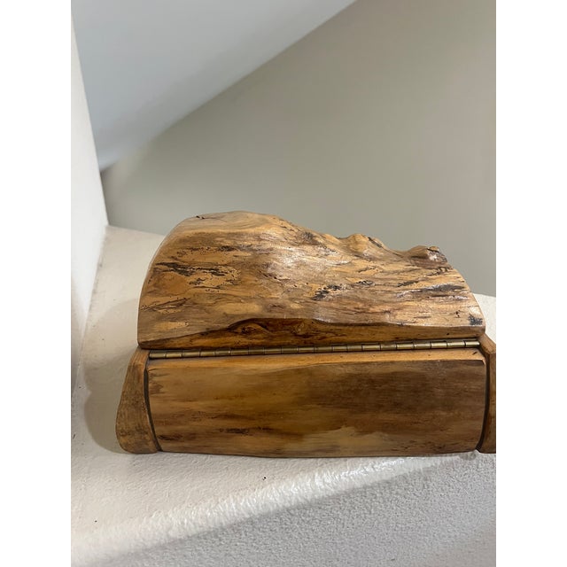 1990s Vintage Burlwood Jewelry Box Signed Burl Craft Oregon For Sale - Image 5 of 11