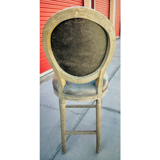 Set of Restoration Hardware French Contemporary Round Leather Bar Stools For Sale In Palm Springs - Image 6 of 8
