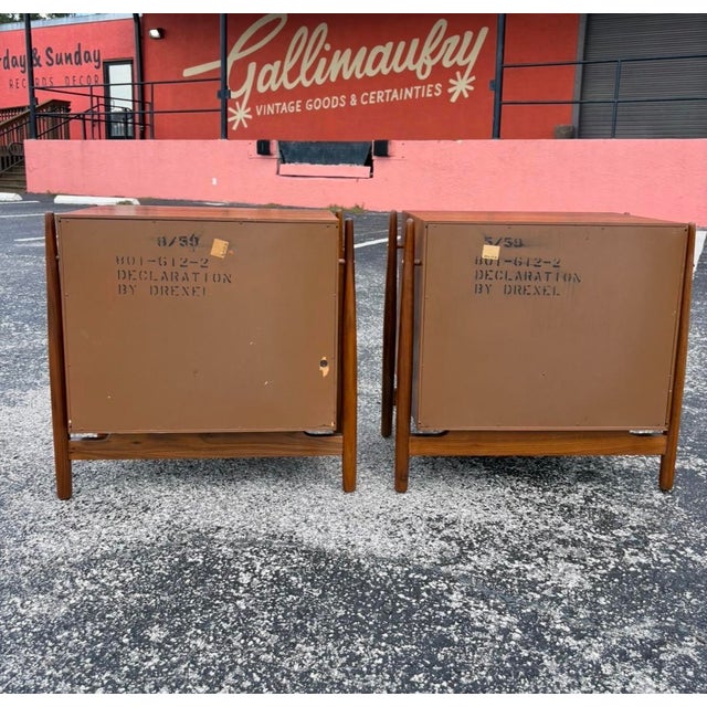 Fully-Refinished Mid Century Drexel Declaration Nightstand Pair For Sale - Image 13 of 13