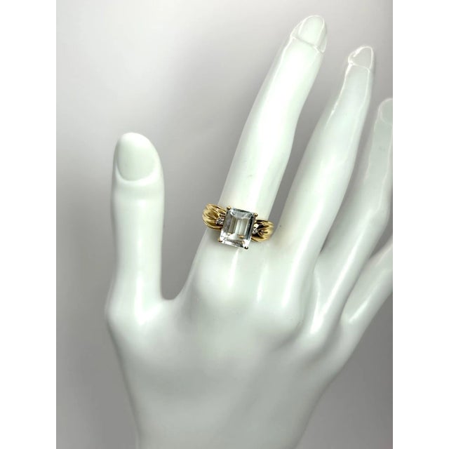 Blue Designer Clyde Duneier Aquamarine & Diamond 14k Yellow Gold 2.7 Carat Ring Size 6.5 For Sale - Image 8 of 8