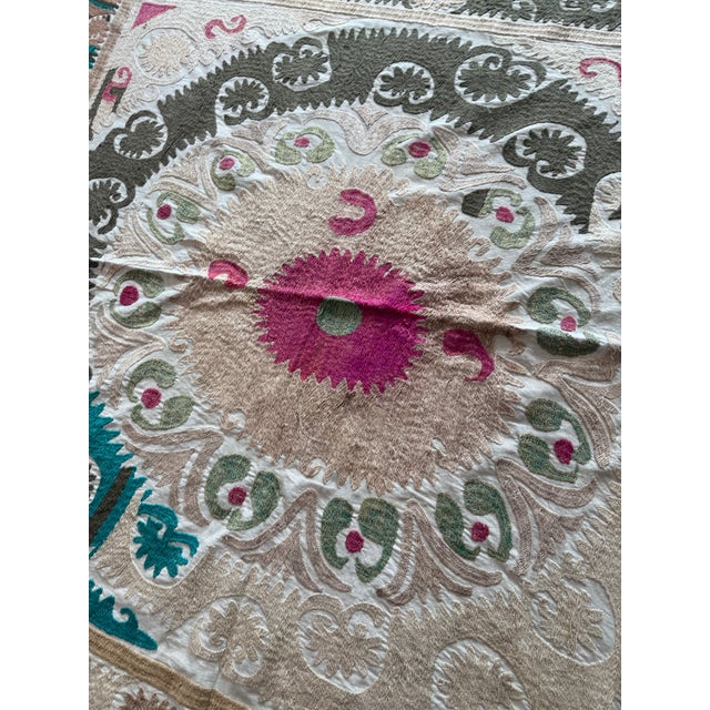 Vintage Embroidered Suzani from Samarkand, circa early 1960s. Dimension; 53'' x 56'' inches / 134 x 142 cm / 4'5'' x 4'8''...