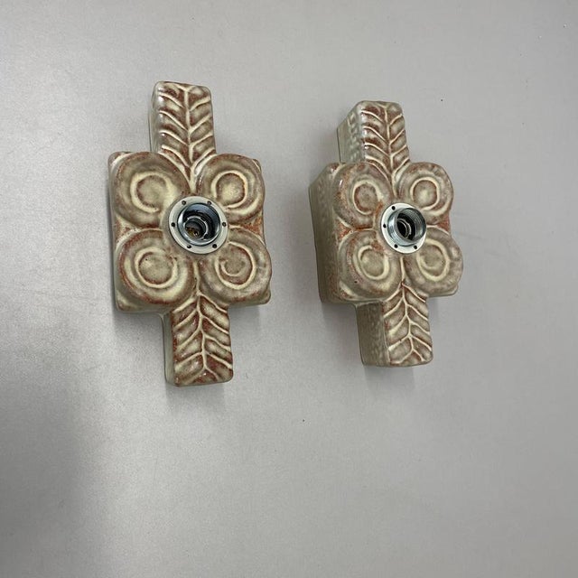Vintage Ceramic Fat Lava Wall Lights from Pan Ceramics, Germany, 1970s, Set of 2 For Sale - Image 10 of 16
