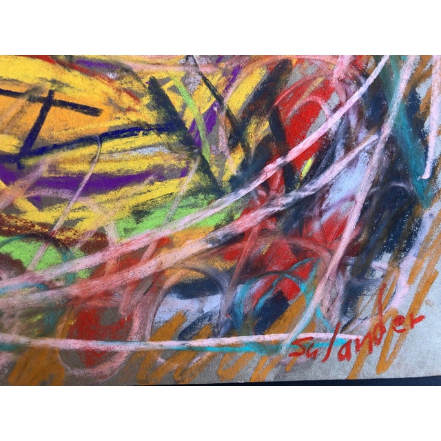 Abstract Abstract #98 Original Pastel on Paper by Erik Sulander 14x13 For Sale - Image 3 of 7
