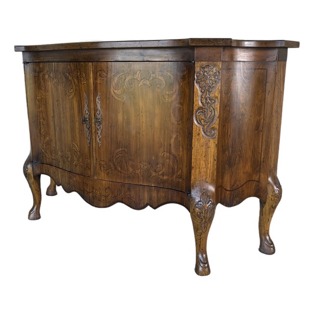 Heritage Henredon Louie XV Style French Country Hoof Foot Console Cabinet For Sale