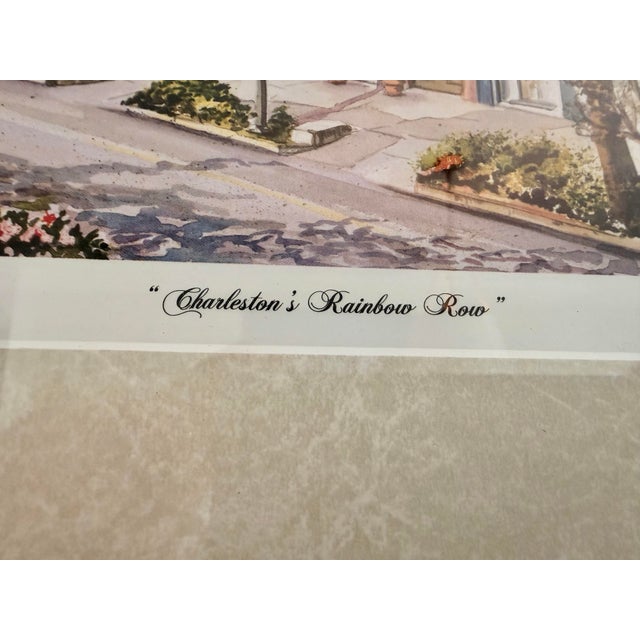Vintage Marilyn Morris Signed “Charleston’s Rainbow Row” Framed Art Print - 17.25” X 12.5” For Sale - Image 4 of 10