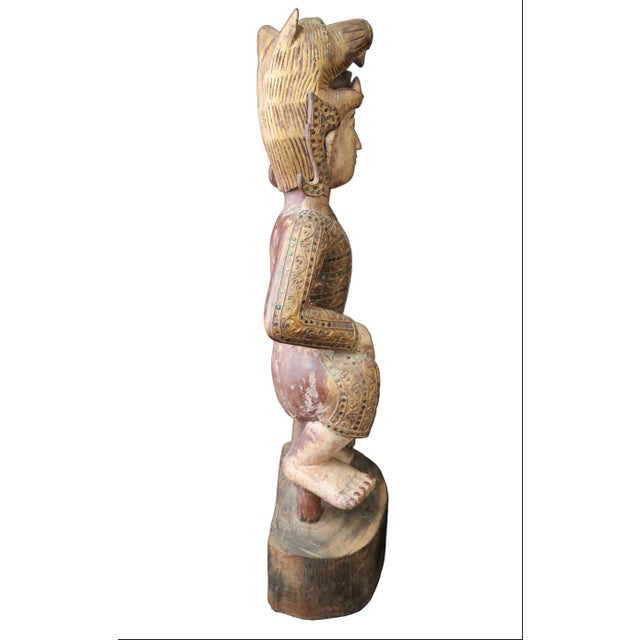 Hand Carved Burmese Court Performer or Nat Statue For Sale In Portland, OR - Image 6 of 11