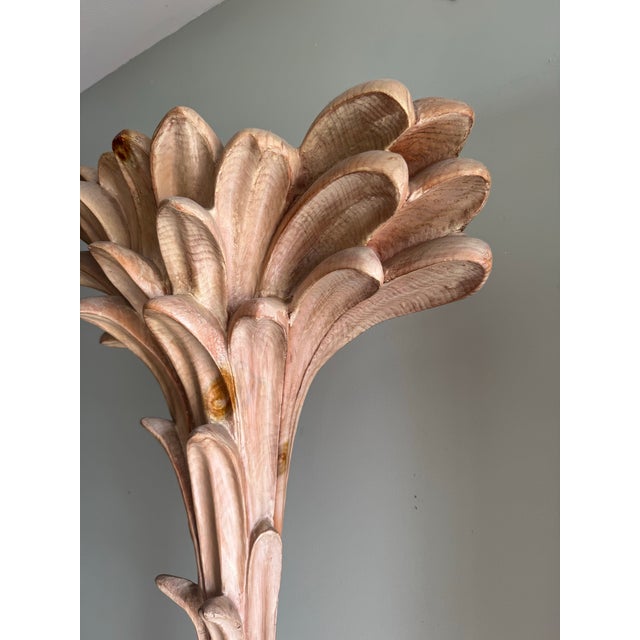Late 20th Century Vintage Carved Cerused Wood Italian Palm Tree Roche Bobois Style Floor Lamp For Sale - Image 5 of 12