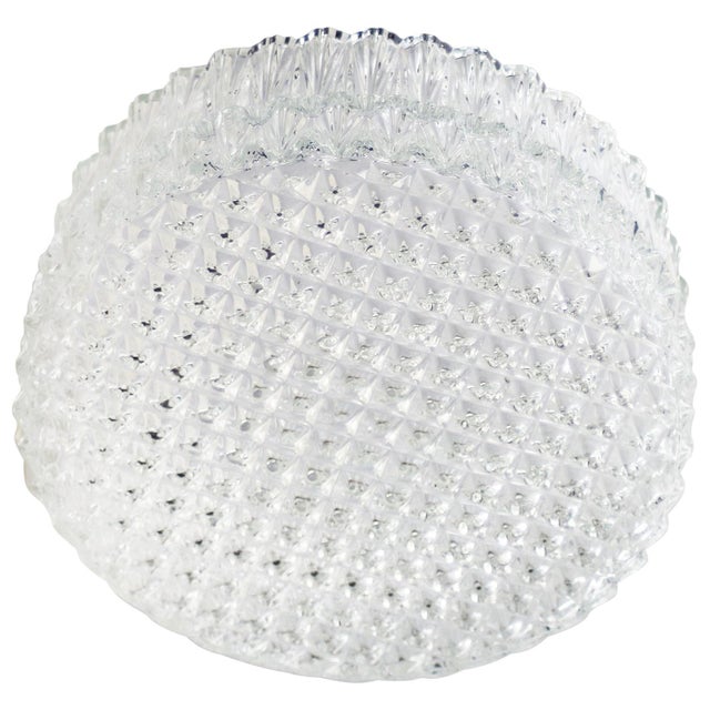 1960s Mid-Century Round Textured Glass Flush Mount For Sale - Image 5 of 14