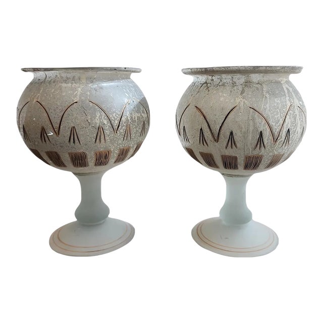 Mid Century Turkish Chalice Candle Holders - a Pair For Sale