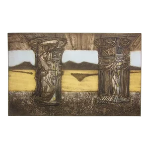 Dean Meeker "Meeting" Hand Signed Intaglio Collagraph Artwork