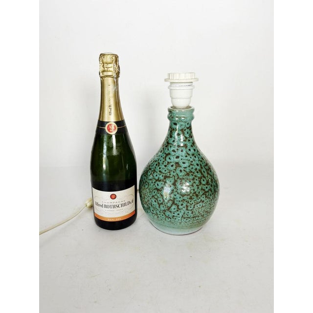 Green Glazed Ceramic Lamp, France, 1960s For Sale - Image 3 of 12