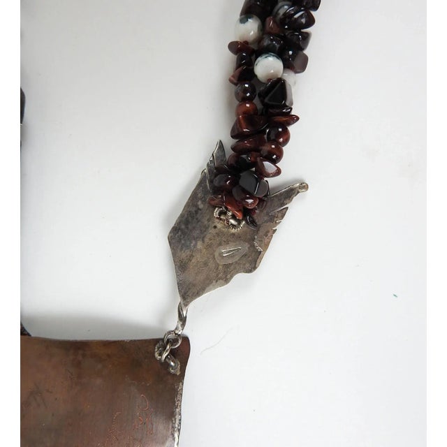 Vintage 1991 Artist Made Sterling Copper Agate Necklace & Earrings For Sale - Image 11 of 12