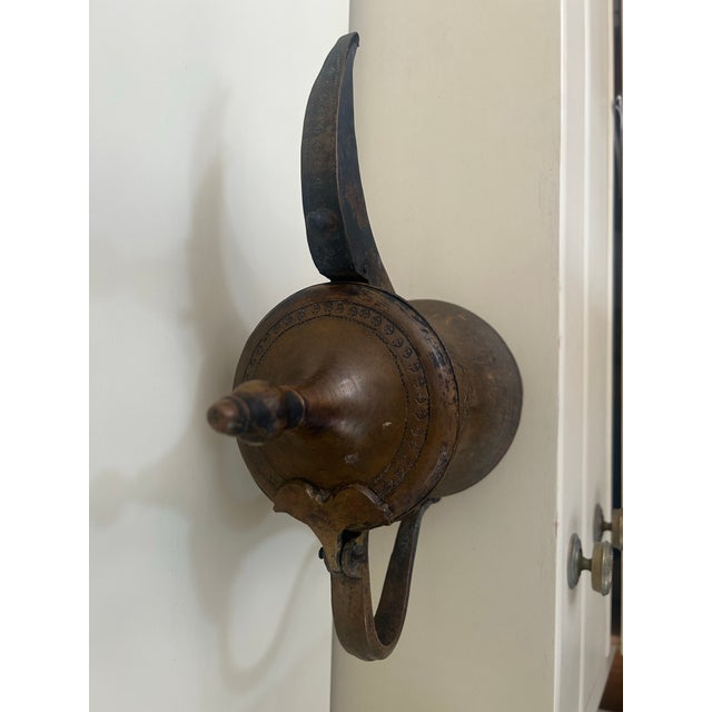 Islamic Antique 19th Century Middle Eastern Dallah Arabic Brass Coffee Pot For Sale - Image 3 of 11