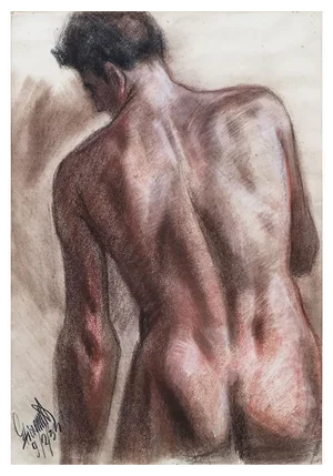 Giacomelli Ferruccio, Figure of Athlete, 1954, Graphite, Framed