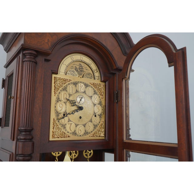 Ethan Allen Ethan Allen Mahogany Tall Case Grandfather Clock For Sale - Image 4 of 12