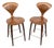 Authentic, Mid-Century Modern Walnut Cherner Wood Base Counter Stools For Sale