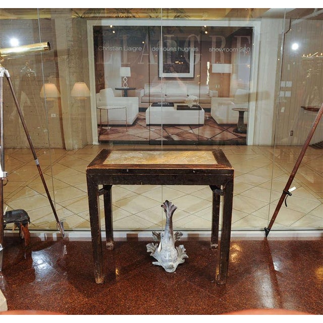 Chinese lacquered elm and stone wine table, Shanxi Province. Made in the 1720s.