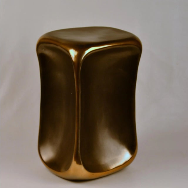 Square Ceramic Black and Gold Side Table For Sale - Image 6 of 10