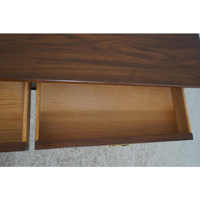 1980s Henkel Harris Walnut 2 Drawer Console Table For Sale - Image 5 of 18