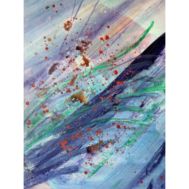 Lavender 1970s Mid-Century Abstract Expressionist Acrylic on Canvas Painting, Framed For Sale - Image 8 of 13