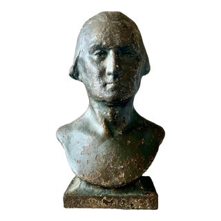 George Washington Late 19th Century Cast-Iron Bust With Bronze Finish For Sale
