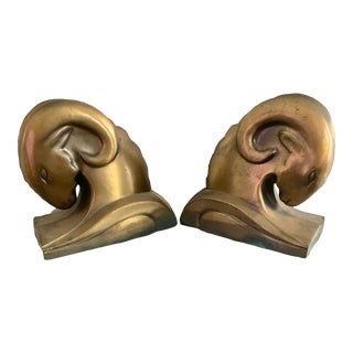 1930s Art Deco Rams Head Bookends - a Pair For Sale