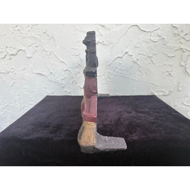 Metal Vintage Cast Iron Steam Locomotive Doorstop With Original Polychrome Paint For Sale - Image 7 of 10