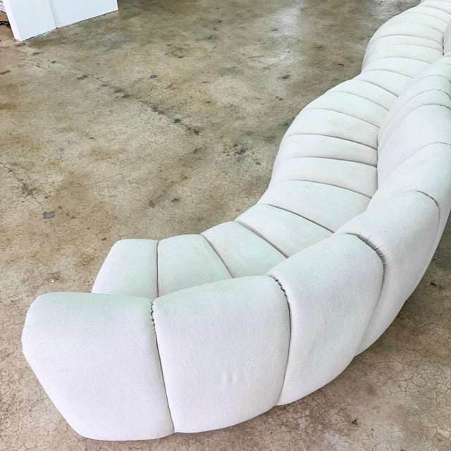 Postmodern Channeled Scalloped Beige Fabric Sections Sofa - 6 Pieces For Sale - Image 10 of 12