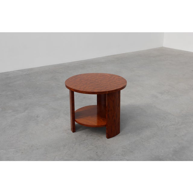 1920s Art Deco Round Coffee Table in Burl Veneer, France, 1920s For Sale - Image 5 of 12