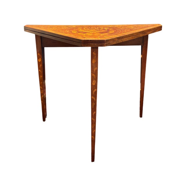 Late 18th Century Late 18th Century Georgian Folding Gate-Leg Hall / Tea / Card / Games / Occasional Table in Mahogany With Extensive Classical Inlay Marquetry For Sale - Image 5 of 13