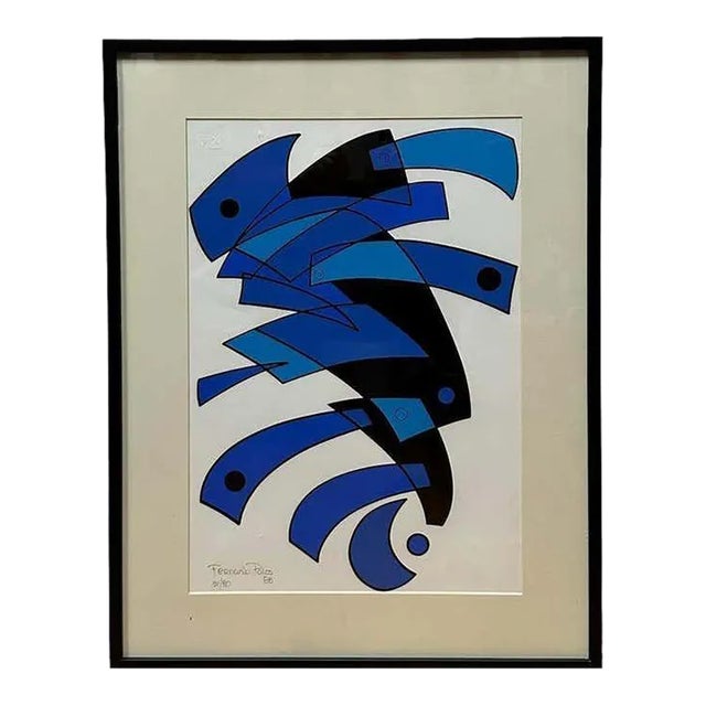 Fernando Palos Blue Abstract For Sale