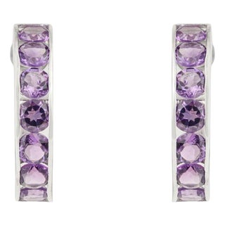 Timeless Amethyst Solid Silver Earrings for Everyday Wear, A Pair For Sale