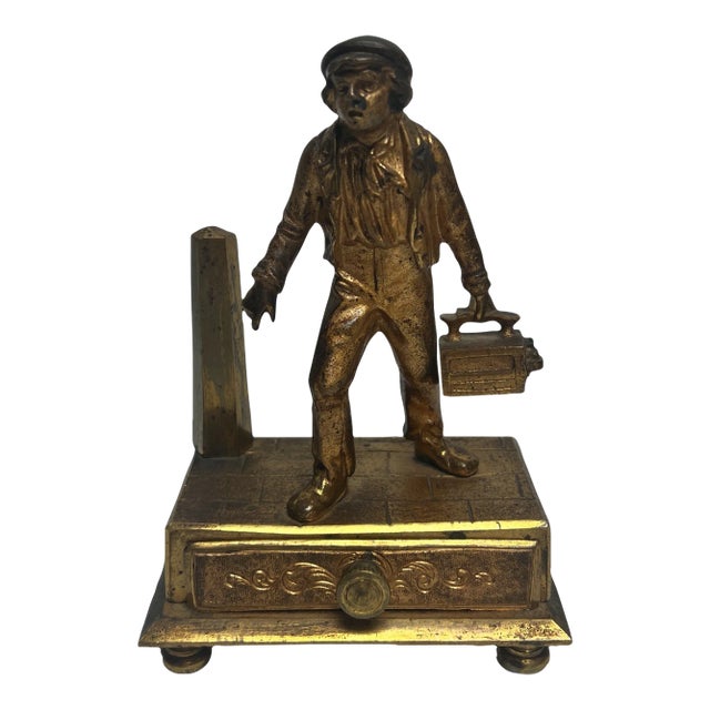Antique 19th Century Continental Gilt Bronze "Bootblack" Figure For Sale