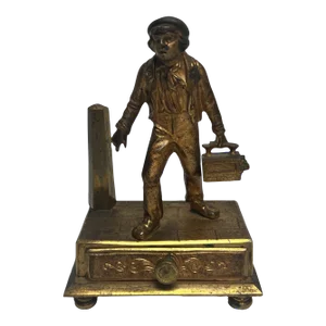 Antique 19th Century Continental Gilt Bronze "Bootblack" Figure