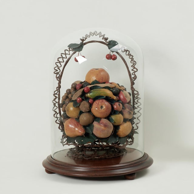 Brown Antique Wax Fruit Collage Under Glass For Sale - Image 8 of 15