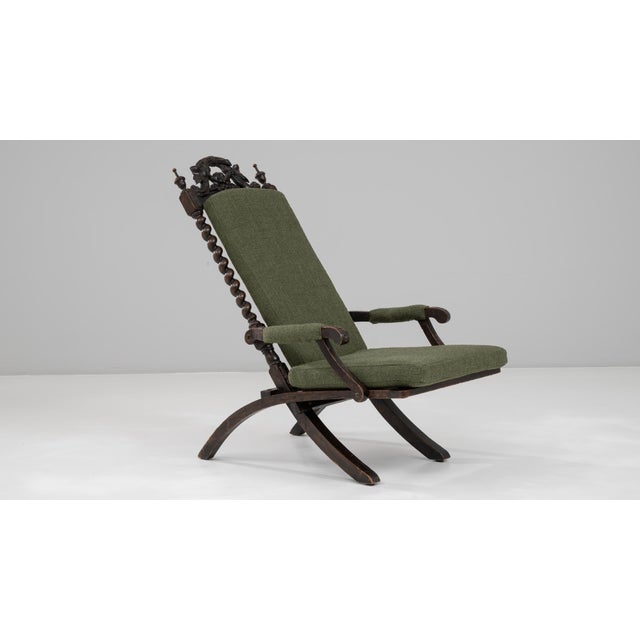 Black 1900s French Wooden Folding Armchair with Upholstered Cushions For Sale - Image 8 of 18