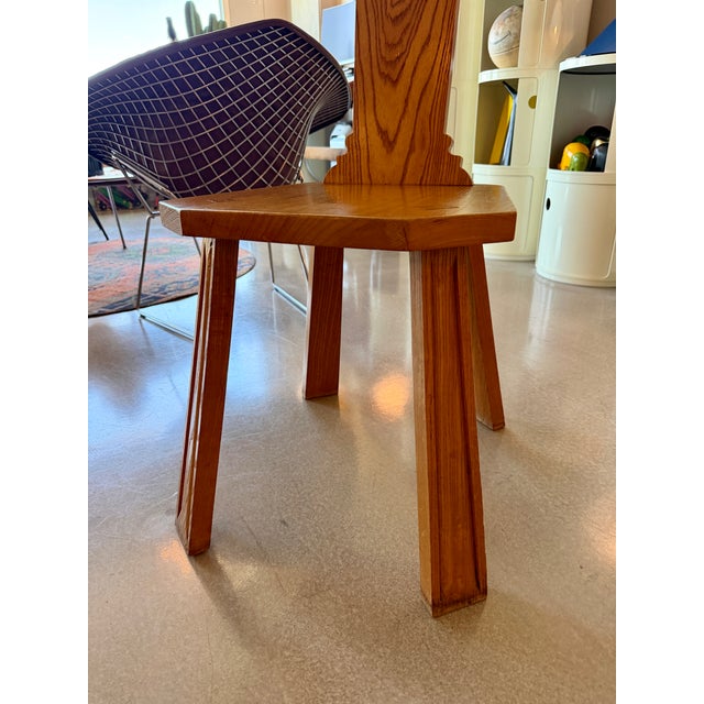 Vintage Mid-Century Alpine French Brutalist Carved Oak Side Chairs Pair Wabi Sabi Style For Sale In Las Vegas - Image 6 of 18