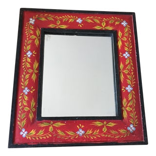 Rustic Bohemian Painted Wall Mirror For Sale