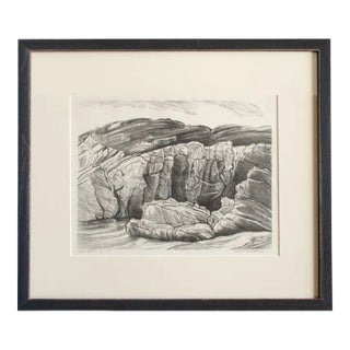 Antique Original Limited Edition Etching Signed by American Artist Adele Watson Titled "Ogunquit" 1873 - 1947 For Sale