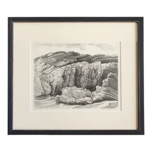 Antique Original Limited Edition Etching Signed by American Artist Adele Watson Titled "Ogunquit" 1873 - 1947