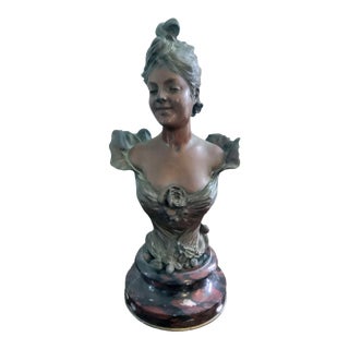 1940s Art Nouveau Style Bust of a Lady For Sale