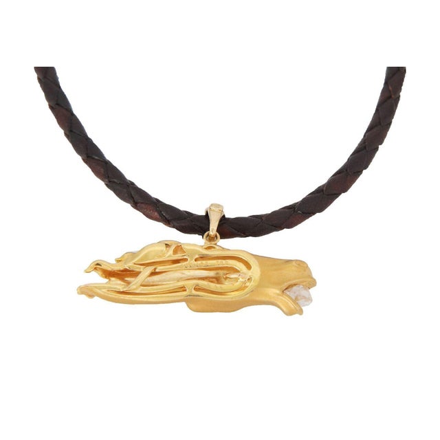 Carrera y Carrera Diamond 18k Yellow Gold Horse Pendant & Woven Cord Necklace For Sale - Image 4 of 6