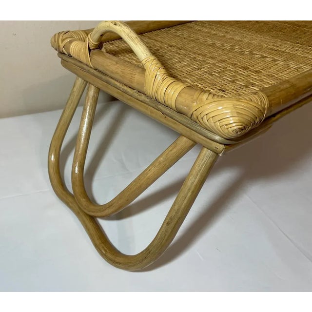 Vintage Bamboo Rattan Breakfast in Bed Folding Serving Tray For Sale - Image 4 of 10