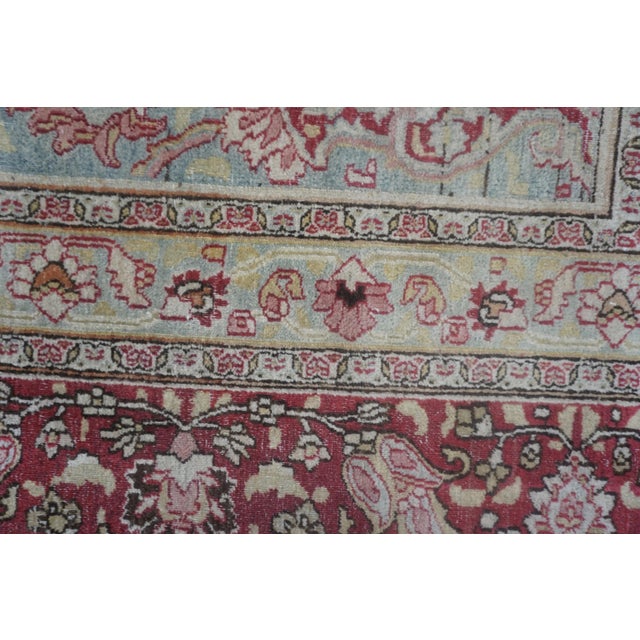Persian 1920s Blue Floral Antique Persian Moud Rug 10'1"x13'7" Handknotted Wool Carpet For Sale - Image 3 of 9