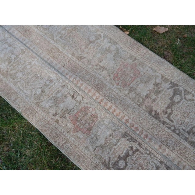 Textile Vintage Distressed Oushak Runner 2′ × 8′4″ For Sale - Image 7 of 13