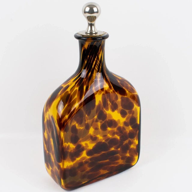 Mid-Century Modern Christian Dior Home Tortoiseshell Glass Barware Set Pitcher and Decanter, Set of 2 For Sale - Image 3 of 12